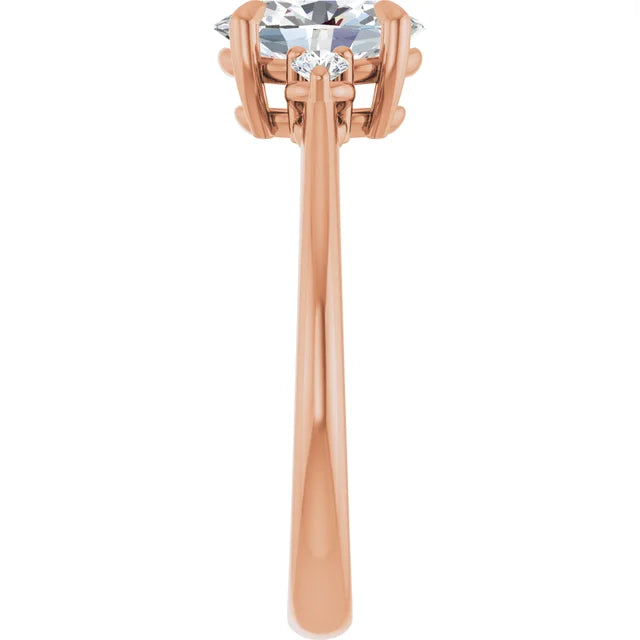 Oval Rose Gold Accent Engagement Ring