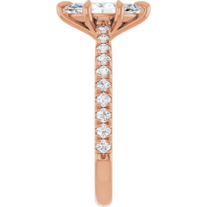 Marquise Rose Gold Claw Set Style Engagement Ring