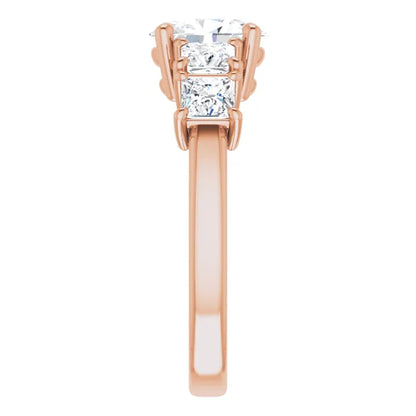 Oval Rose Gold Multi Stone Accent Style Engagement Ring