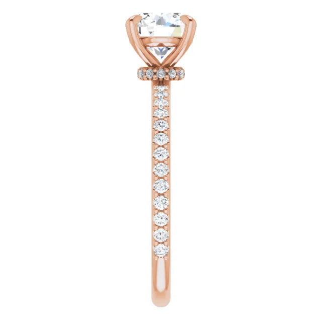 Round Brilliant Rose Gold Claw Set Style Engagement Ring 