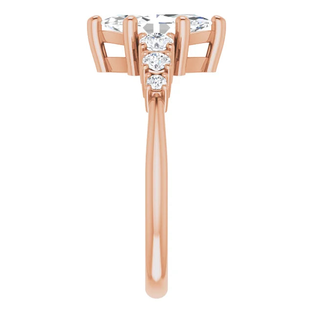 Marquise Rose Gold Multi Stone Accent Style Engagement Ring