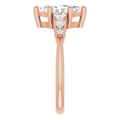 Marquise Rose Gold Multi Stone Accent Style Engagement Ring