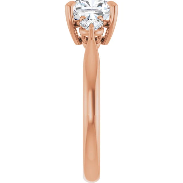 Cushion Rose Gold Accent Engagement Ring