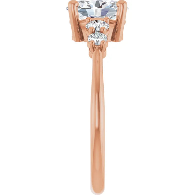 Oval Rose Gold Multi Stone Accent Style Engagement Ring