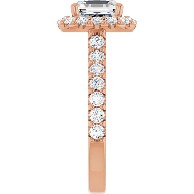 Asscher Halo Rose Gold Style Engagement Ring