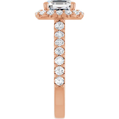 Asscher Halo Rose Gold Style Engagement Ring