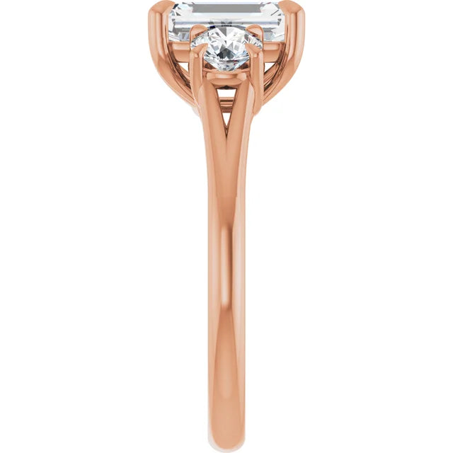 Emerald Rose Gold Accent Engagement Ring