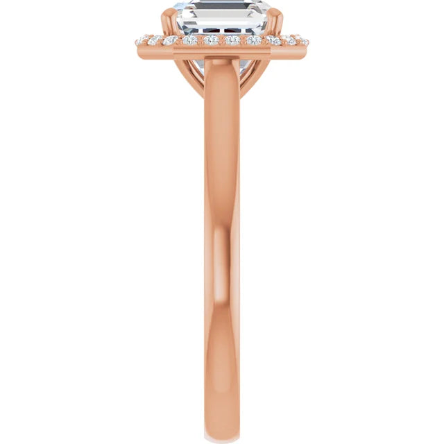 Asscher Halo Style Engagement Ring