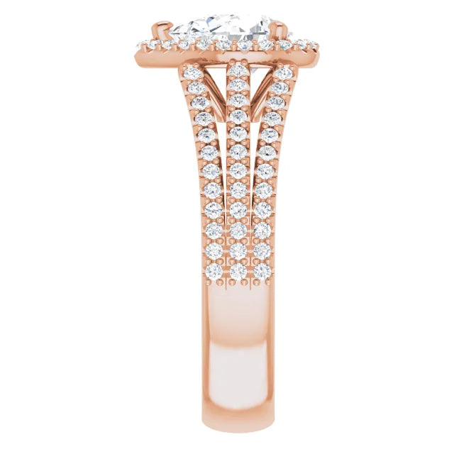 Pear Rose Gold Halo Style Engagement Ring