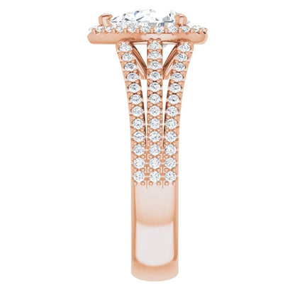 Pear Rose Gold Halo Style Engagement Ring