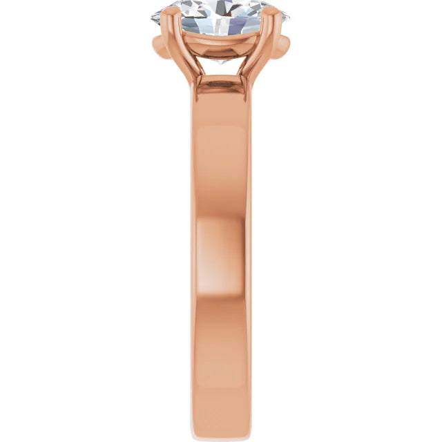 Oval Rose Gold Wide Band Solitaire Engagement Ring