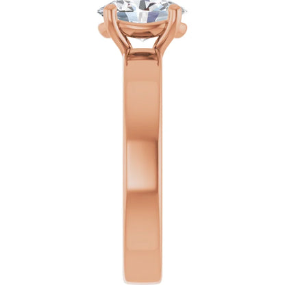 Oval Rose Gold Wide Band Solitaire Engagement Ring