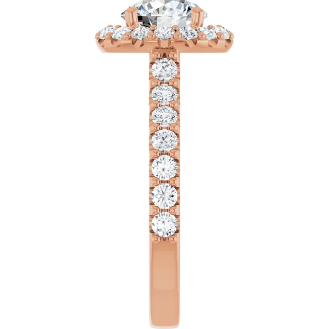 Round Brilliant Halo Rose Gold Style Engagement Ring