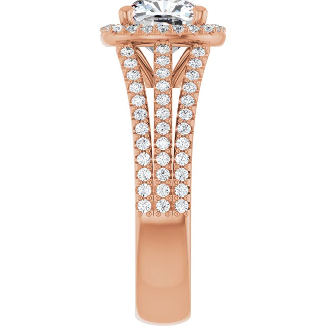 Cushion Rose Gold Halo Style Engagement Ring