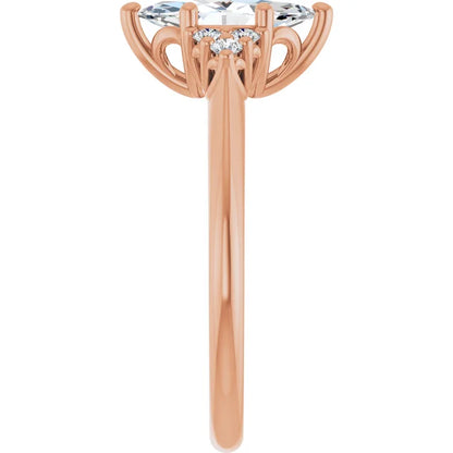 Marquise Rose Gold Antique Inspired Design Engagement Ring