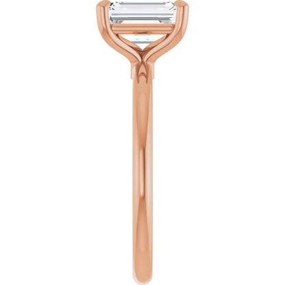 Emerald Rose Gold Solitaire Engagement Ring