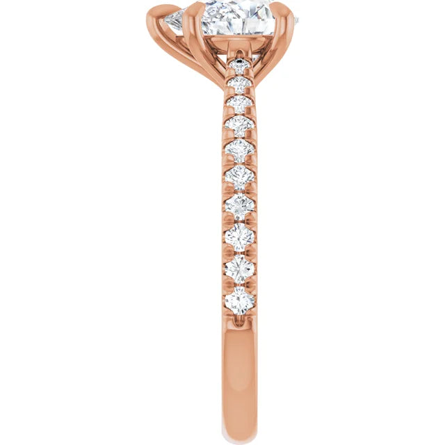Pear Rose Gold Claw Set Style Engagement Ring