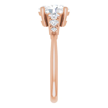 Oval Rose Gold Multi Stone Accent Style Engagement Ring