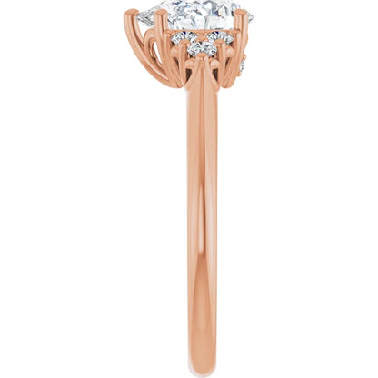 Pear Rose Gold Antique Inspired Design Engagement Ring