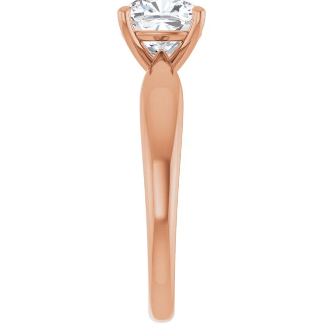 Cushion Rose Gold Knife Edge Solitaire Engagement Ring