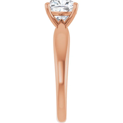 Cushion Rose Gold Knife Edge Solitaire Engagement Ring