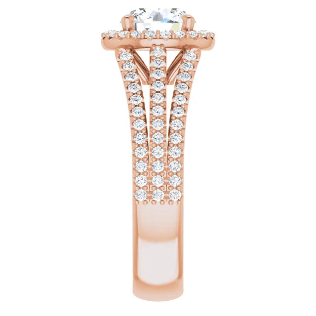 Round Brilliant Rose Gold Halo Style Engagement Ring