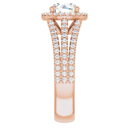 Round Brilliant Rose Gold Halo Style Engagement Ring