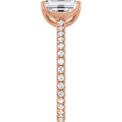 Emerald Rose Gold Claw Set Eternity Style Engagement Ring