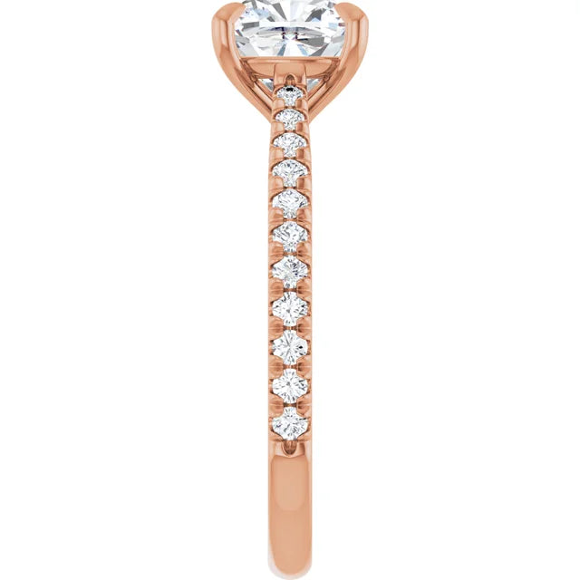 Cushion Rose Gold Claw Set Style Engagement Ring