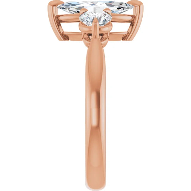 Marquise Rose Gold Accent Engagement Ring