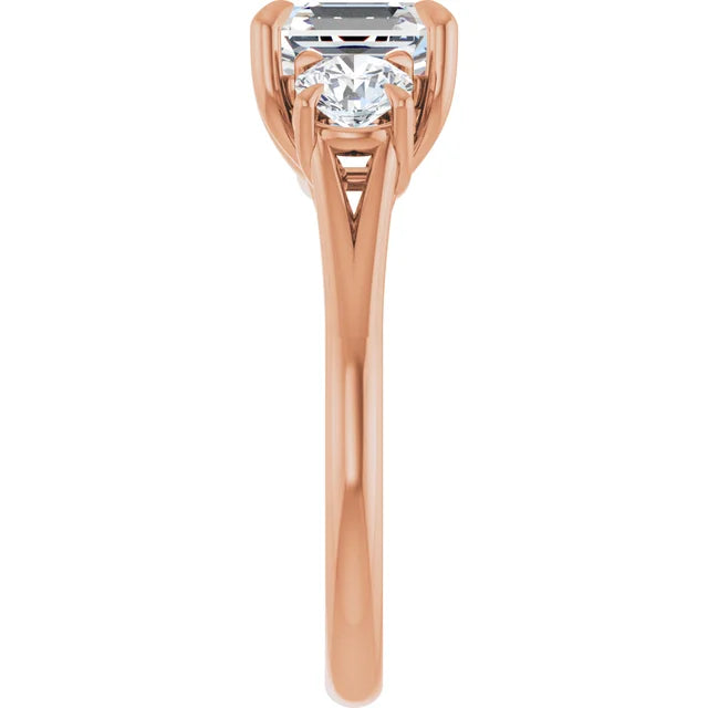 Asscher Rose Gold Accent Engagement Ring