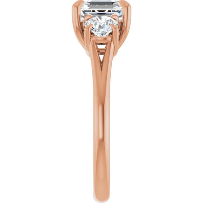 Asscher Rose Gold Accent Engagement Ring