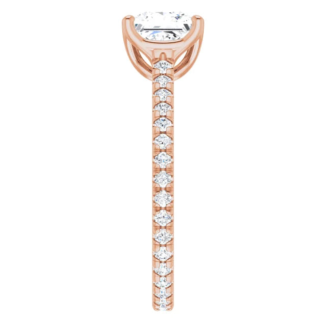 Princess Rose Gold Claw Set Eternity Style Engagement Ring