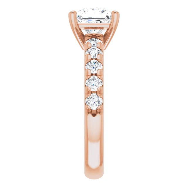 Princess Rose Gold Four Claw Set Style Engagement Ring