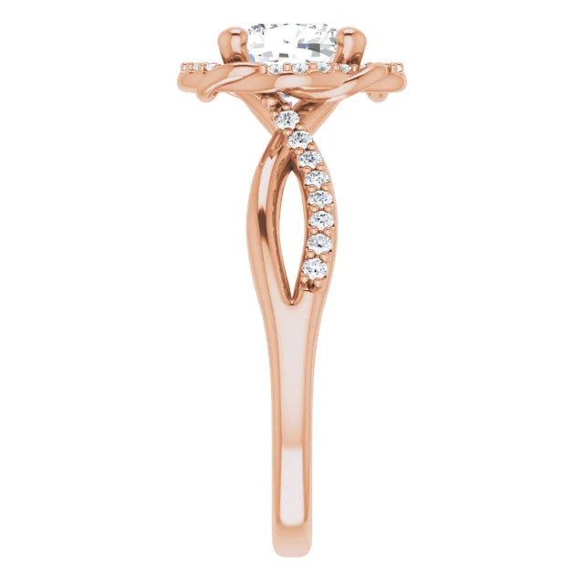 Cushion Rose Gold Antique Inspired Design Engagement Ring