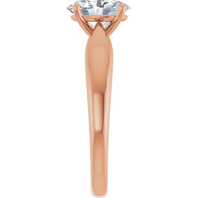 Oval Rose Gold Knife Edge Solitaire Engagement Ring