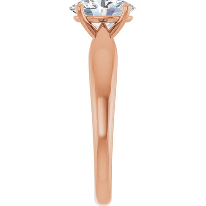 Oval Rose Gold Knife Edge Solitaire Engagement Ring