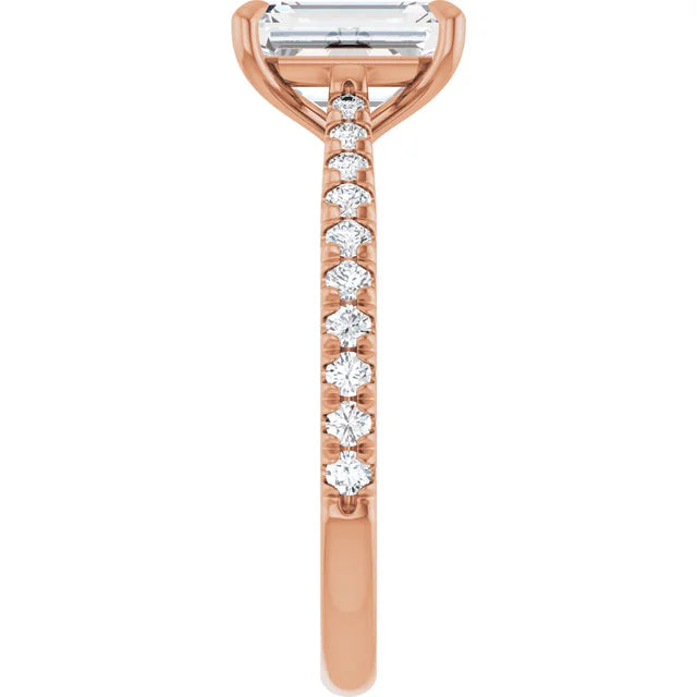 Emerald Rose Gold Claw Set Style Engagement Ring