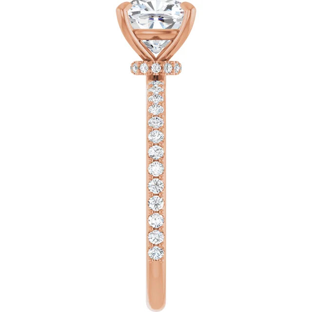 Cushion Rose Gold Claw Set Style Engagement Ring 