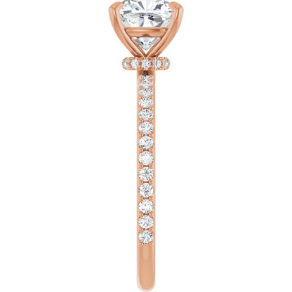 Cushion Rose Gold Claw Set Style Engagement Ring 