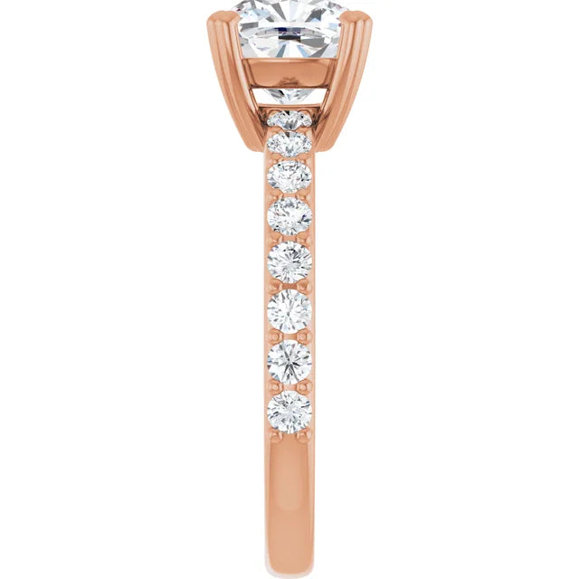 Cushion Rose Gold Claw Set Style Engagement Ring 