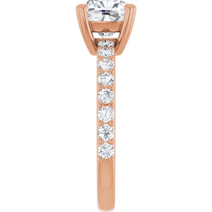 Cushion Rose Gold Claw Set Style Engagement Ring 