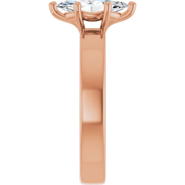 Marquise Rose Gold Wide Band Solitaire Engagement Ring