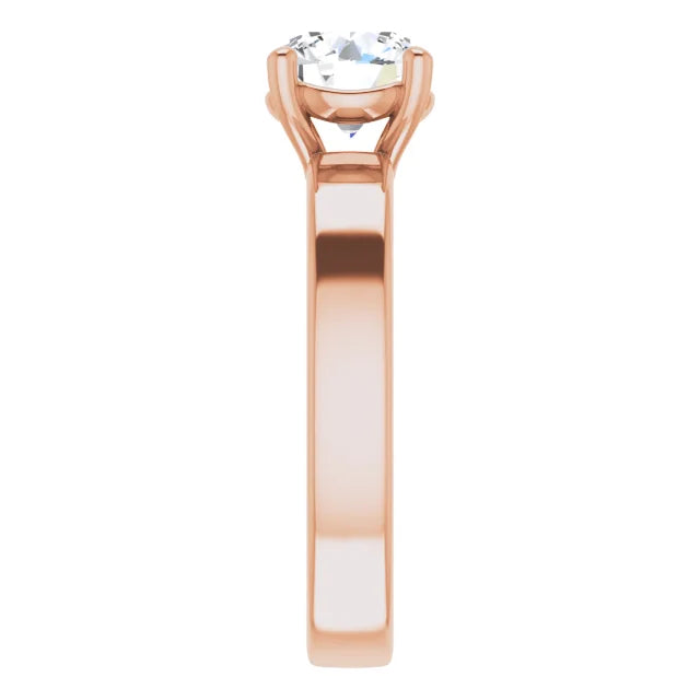 Round Brilliant Rose Gold Wide Band Solitaire Engagement Ring