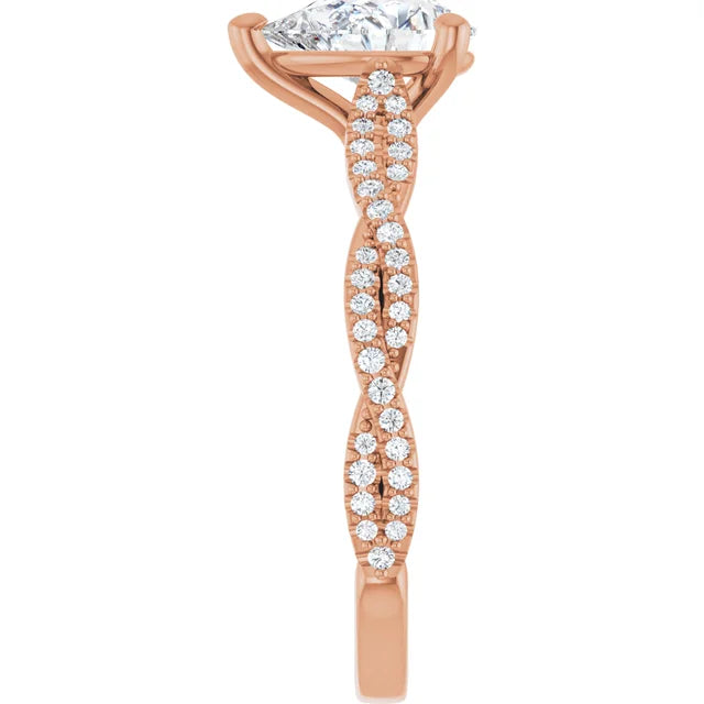 Pear Rose Gold Twist Style Engagement Ring