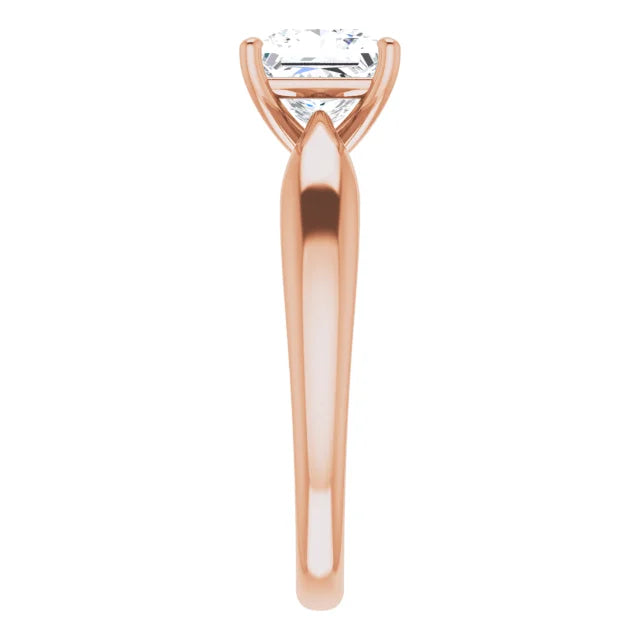 Princess Rose Gold Knife Edge Solitaire Engagement Ring