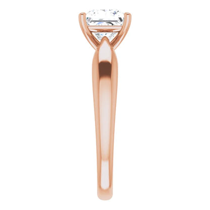 Princess Rose Gold Knife Edge Solitaire Engagement Ring