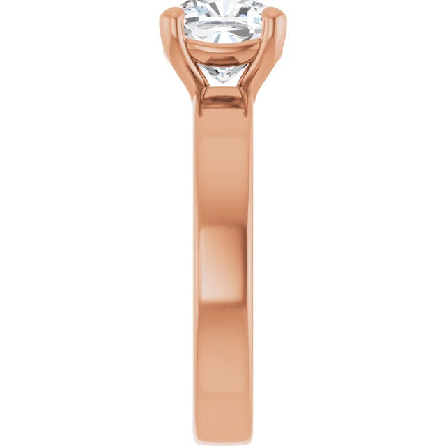 Cushion Rose Gold Wide Band Solitaire Engagement Ring