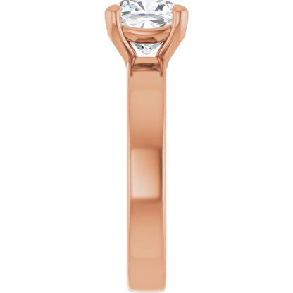 Cushion Rose Gold Wide Band Solitaire Engagement Ring