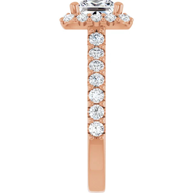 Princess Halo Rose Gold Style Engagement Ring